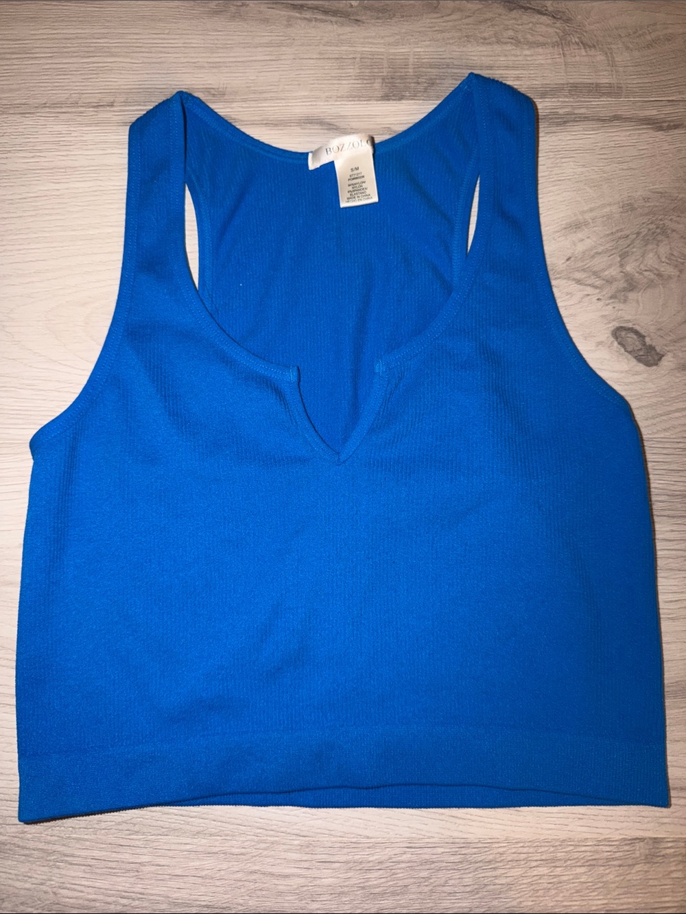 Bozzolo Royal Blue V-Neck Cropped Tank